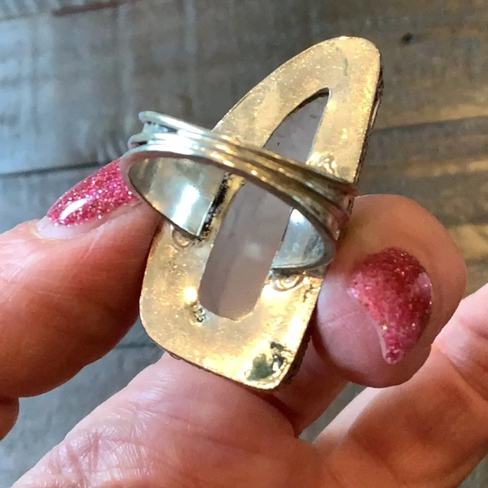 Rose Quartz with Vintage Band Ring Sz 8.5